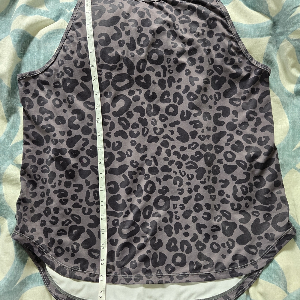 Women’s Charcoal Leopard Print Racerback Tank Top - Picture 9 of 10